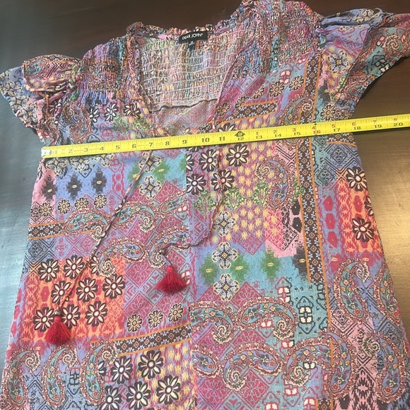 Dear John Multicolour Short Sleeve Peasant Boho Top - Picture 12 of 14